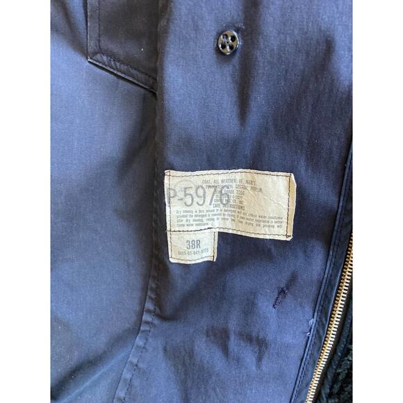 VINTAGE US Army Coat Mens 38R Blue Lined All Weather Removable Liner 80s - Picture 5 of 10